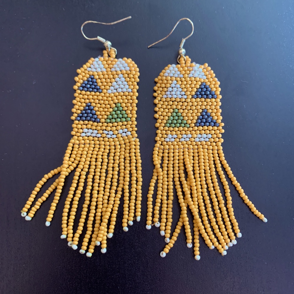 Yellow beaded earrings